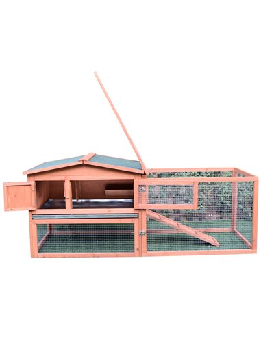 Pawhut 2 Floor Wooden Guinea Pigs Hutches House Bunny Coop Outdoor Garden Backyard, 158L x 58W x 68H cm