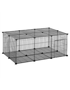 PawHut Pet Playpen DIY Small Animal Cage Metal Fence with Door, 22 Pieces, for Bunny Chinchilla Hedgehog Guinea Pig
