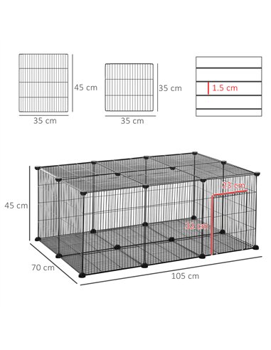 PawHut Pet Playpen DIY Small Animal Cage Metal Fence with Door, 22 Pieces, for Bunny Chinchilla Hedgehog Guinea Pig