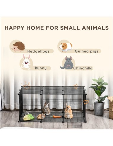 PawHut Pet Playpen DIY Small Animal Cage Metal Fence with Door, 22 Pieces, for Bunny Chinchilla Hedgehog Guinea Pig