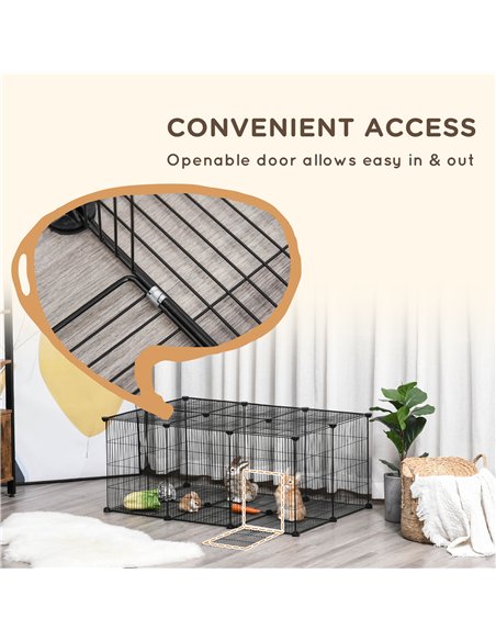 PawHut Pet Playpen DIY Small Animal Cage Metal Fence with Door, 22 Pieces, for Bunny Chinchilla Hedgehog Guinea Pig - pic 158448 | FastDaddyshop