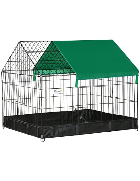 PawHut Rabbit Cage Guinea Pig Playpen Small Animal House for Kitties Puppies, w/ Water Proof Oxford Roof Floor 90 x 75 x 75 cm - pic 158451 | FastDaddyshop