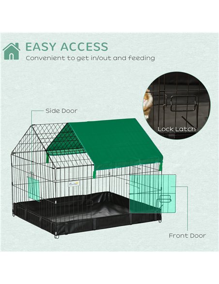 PawHut Rabbit Cage Guinea Pig Playpen Small Animal House for Kitties Puppies, w/ Water Proof Oxford Roof Floor 90 x 75 x 75 cm - pic 158454 | FastDaddyshop