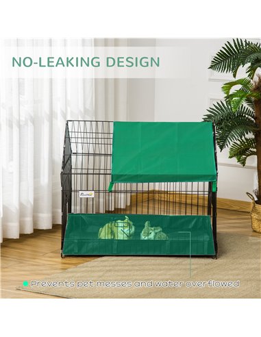 PawHut Rabbit Cage Guinea Pig Playpen Small Animal House for Kitties Puppies, w/ Water Proof Oxford Roof Floor 90 x 75 x 75 cm