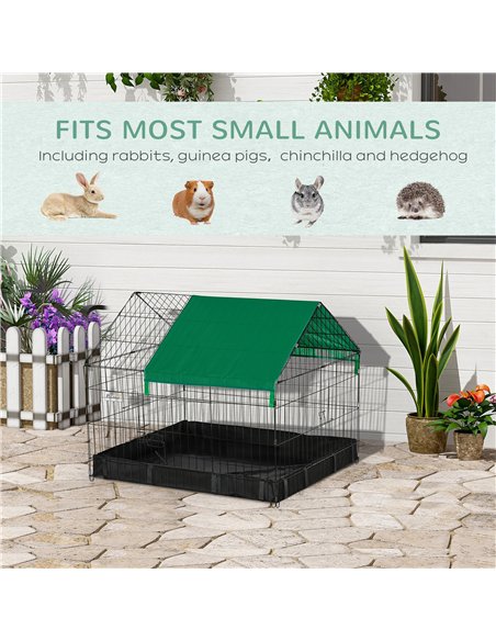 PawHut Rabbit Cage Guinea Pig Playpen Small Animal House for Kitties Puppies, w/ Water Proof Oxford Roof Floor 90 x 75 x 75 cm - pic 158456 | FastDaddyshop