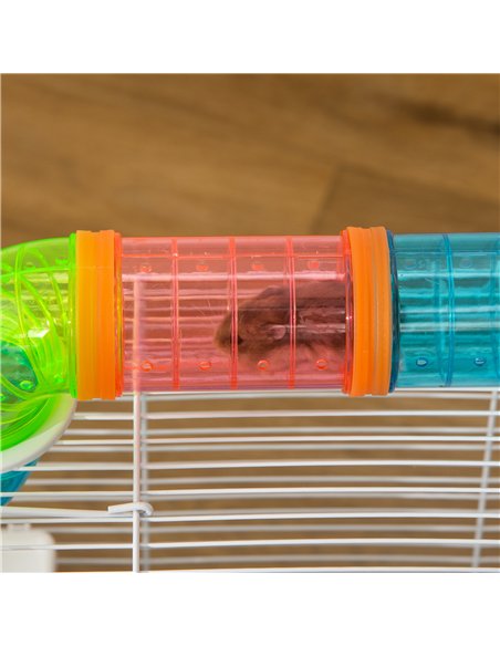 PawHut Hamster Cage, Gerbil Cage 3 Tier for Dwarf Hamster with Tube, Exercise Wheel, Water Bottle, Food Dish 59 x 36 x 47 cm- Bl - pic 158468 | FastDaddyshop