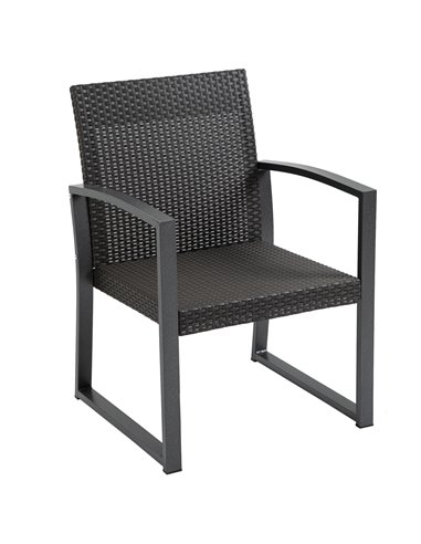 Outsunny Outdoor PP Rattan Bistro Set with 2 Cushioned Single Chairs, Brown