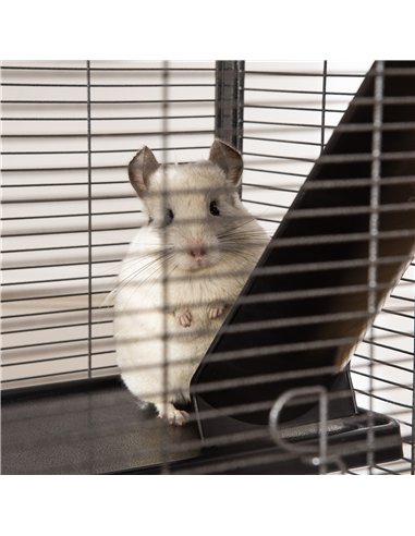 PawHut Small Animal Cage with Wheels Pet Home for Chinchillas Ferrets Kittens, with Hammock, 4 Platforms, Removable Tray, Silver