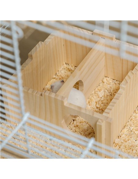 PawHut Hamster Cage, Gerbil Cage with Wooden Ramp, Exercise Wheel, Food Bowl - White - pic 158522 | FastDaddyshop
