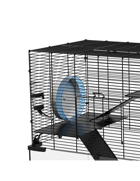 PawHut 3 Tiers Hamster Cage, Gerbil Cage with Deep Glass Bottom, Non-Slip Ramps, Platforms, Hut, Exercise Wheels, Water Bottle,  - pic 158531 | FastDaddyshop