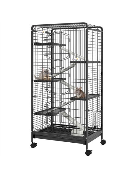 PawHut 6 Levels Removable Small Animal Cage, 131cm - Black - pic 158541 | FastDaddyshop