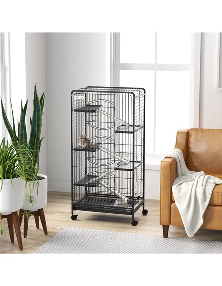 PawHut 6 Levels Removable Small Animal Cage, 131cm - Black - pic 158542 | FastDaddyshop