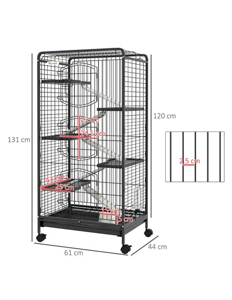 PawHut 6 Levels Removable Small Animal Cage, 131cm - Black - pic 158543 | FastDaddyshop