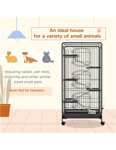 PawHut 6 Levels Removable Small Animal Cage, 131cm - Black
