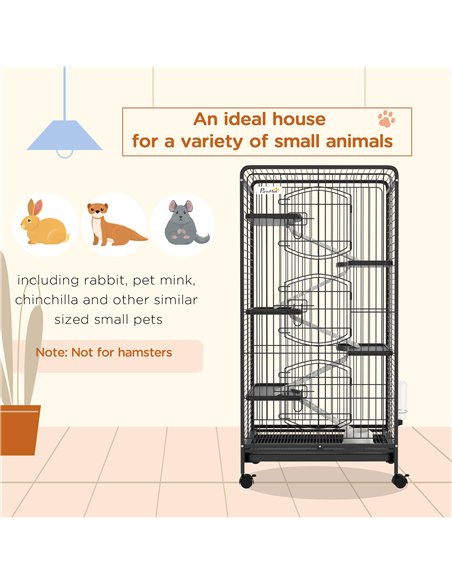 PawHut 6 Levels Removable Small Animal Cage, 131cm - Black - pic 158544 | FastDaddyshop