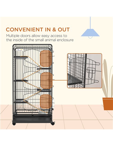 PawHut 6 Levels Removable Small Animal Cage, 131cm - Black - pic 158547 | FastDaddyshop