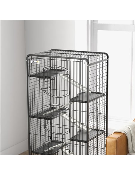 PawHut 6 Levels Removable Small Animal Cage, 131cm - Black - pic 158548 | FastDaddyshop
