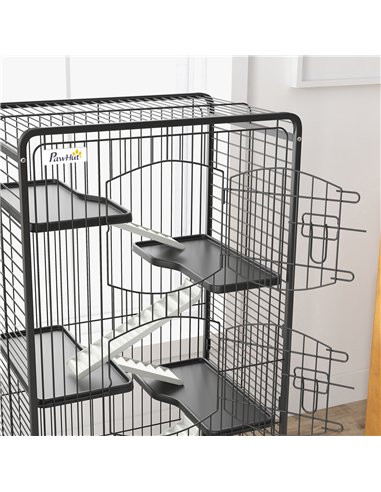 PawHut 6 Levels Removable Small Animal Cage, 131cm - Black