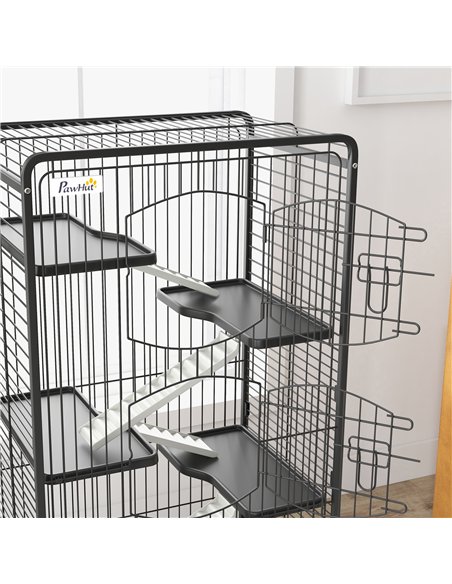 PawHut 6 Levels Removable Small Animal Cage, 131cm - Black - pic 158549 | FastDaddyshop
