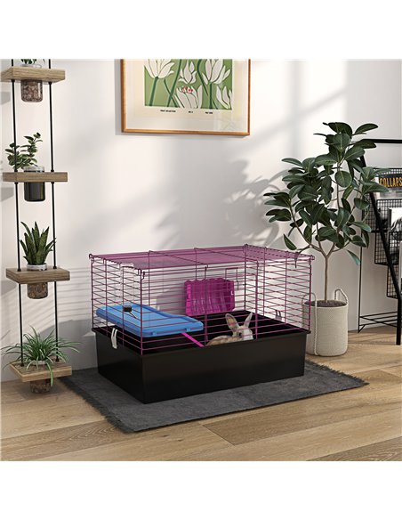 PawHut Chinchillas Small Rabbit Guinea Pig Small Animal Cage, Pet Playhouse, with Platform, Ramp, 71 x 46 x 47cm - pic 158551 | FastDaddyshop