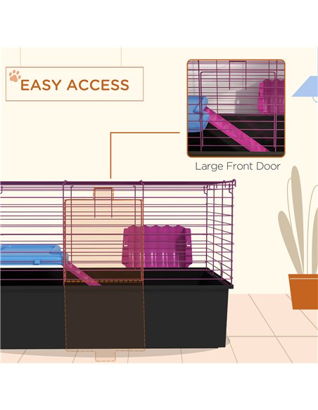 PawHut Chinchillas Small Rabbit Guinea Pig Small Animal Cage, Pet Playhouse, with Platform, Ramp, 71 x 46 x 47cm - pic 158556 | FastDaddyshop