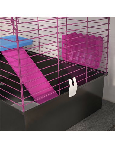 PawHut Chinchillas Small Rabbit Guinea Pig Small Animal Cage, Pet Playhouse, with Platform, Ramp, 71 x 46 x 47cm