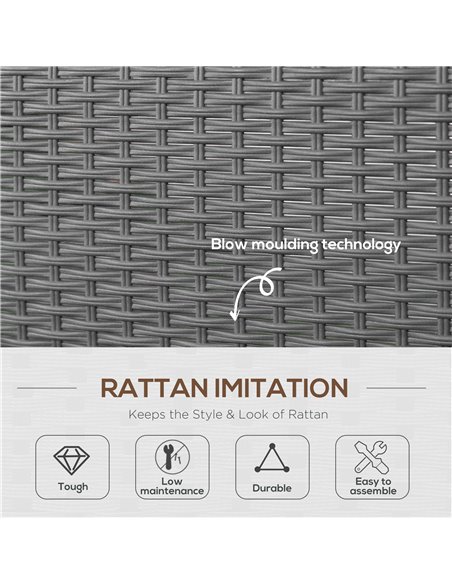 Outsunny Outdoor PP Rattan Style Sofa Set with Cushioned 2 Single Chairs & 1 Loveseat, Grey - pic 15856 | FastDaddyshop