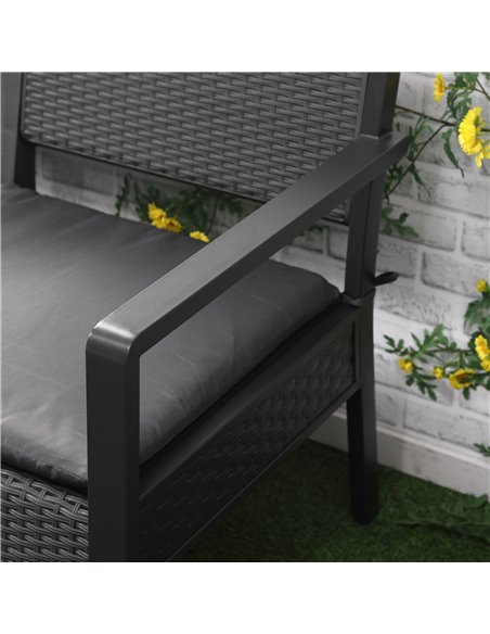 Outsunny Outdoor PP Rattan Style Sofa Set with Cushioned 2 Single Chairs & 1 Loveseat, Grey - pic 15860 | FastDaddyshop