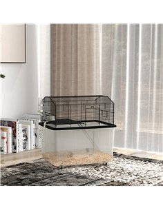 PawHut Two-Tier Gerbil Cage, Hamster Cage for Dwarf Hamster, Syrian Hamster w/ Wheels, Deep Bottom, Food Dish, Water Bottle 2