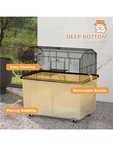 PawHut Two-Tier Gerbil Cage, Hamster Cage for Dwarf Hamster, Syrian Hamster w/ Wheels, Deep Bottom, Food Dish, Water Bottle - pic 158610 | FastDaddyshop