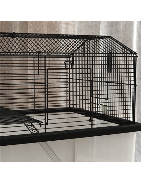 PawHut Two-Tier Gerbil Cage, Hamster Cage for Dwarf Hamster, Syrian Hamster w/ Wheels, Deep Bottom, Food Dish, Water Bottle - pic 158611 | FastDaddyshop