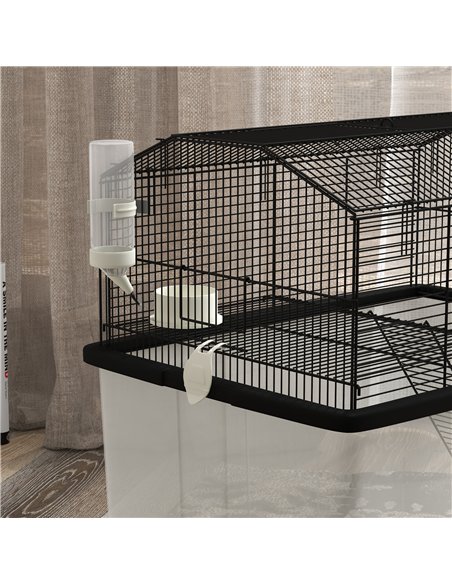 PawHut Two-Tier Gerbil Cage, Hamster Cage for Dwarf Hamster, Syrian Hamster w/ Wheels, Deep Bottom, Food Dish, Water Bottle - pic 158612 | FastDaddyshop