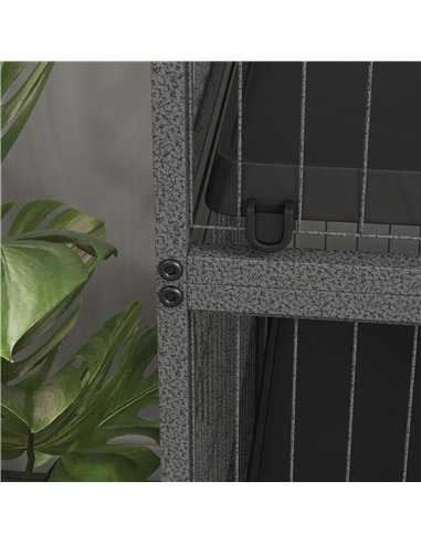 PawHut Small Animal Cage for Chinchilla Ferret Kitten on Wheels with Hammock Removable Tray, Grey