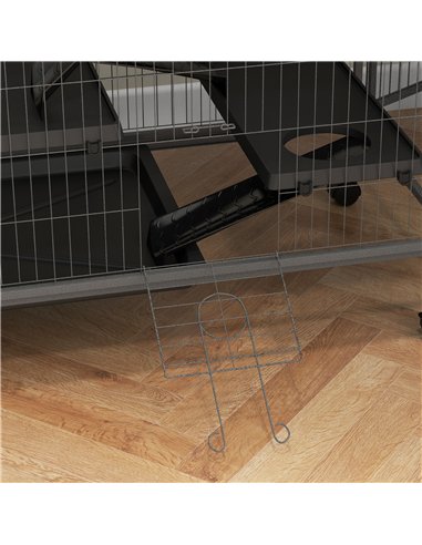PawHut Small Animal Cage for Chinchilla Ferret Kitten on Wheels with Hammock Removable Tray, Grey