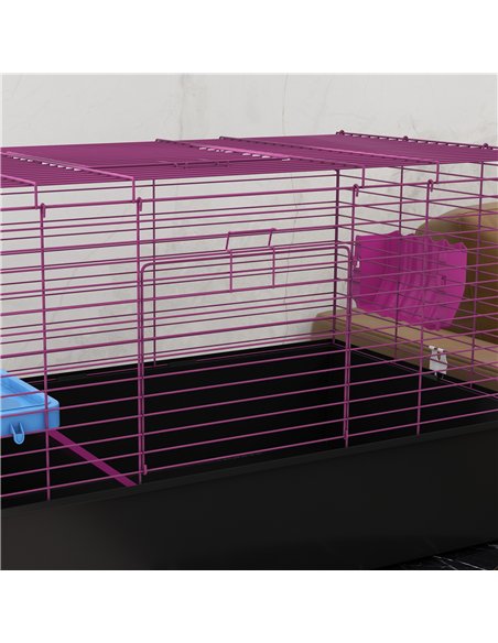 PawHut Chinchillas Small Rabbit Guinea Pig Small Animal Cage, Pet Playhouse, with Platform, Ramp, 99 x 52 x 53cm, Black - pic 158647 | FastDaddyshop