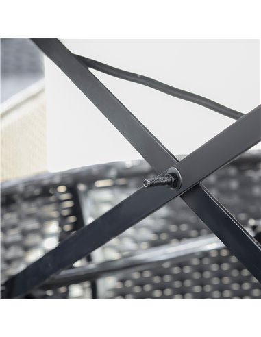 Outsunny 4 Pieces PE Rattan Garden Daybed Set with Coffee Table & Canopy, Black