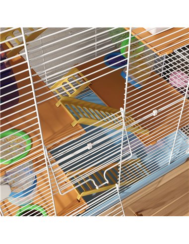 PawHut 5 Tier Hamster Cage Carrier Habitat w/ Exercise Wheels, Tunnel, Light Blue
