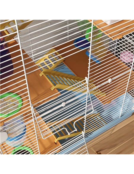 PawHut 5 Tier Hamster Cage Carrier Habitat w/ Exercise Wheels, Tunnel, Light Blue - pic 158683 | FastDaddyshop