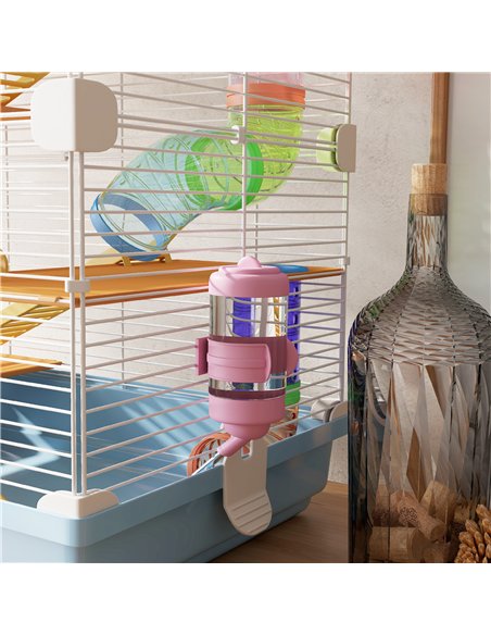 PawHut 5 Tier Hamster Cage Carrier Habitat w/ Exercise Wheels, Tunnel, Light Blue - pic 158684 | FastDaddyshop