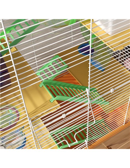 PawHut 5 Tier Hamster Cage Carrier Habitat w/ Exercise Wheels, Tunnel, Orange - pic 158692 | FastDaddyshop