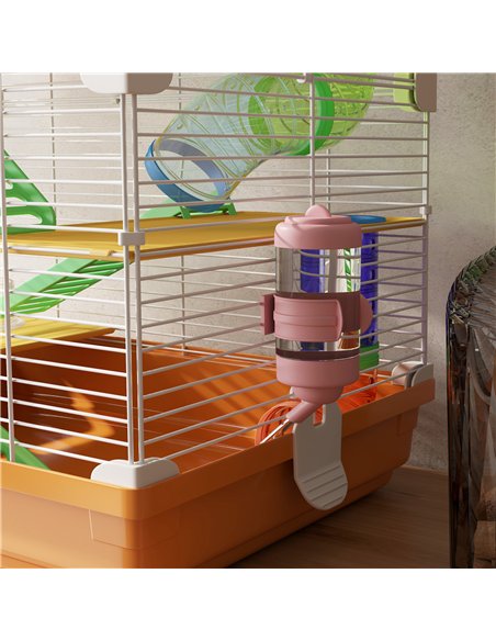 PawHut 5 Tier Hamster Cage Carrier Habitat w/ Exercise Wheels, Tunnel, Orange - pic 158693 | FastDaddyshop