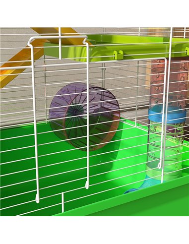 PawHut Hamster Cage w/ Water Bottle, Exercise Wheel, Tubes, Ramps - Green