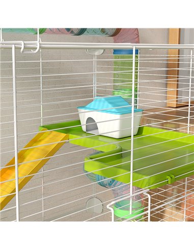 PawHut Hamster Cage w/ Water Bottle, Exercise Wheel, Tubes, Ramps - Green