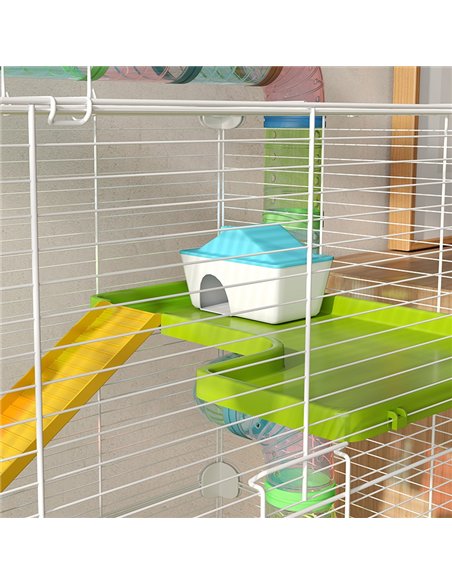 PawHut Hamster Cage w/ Water Bottle, Exercise Wheel, Tubes, Ramps - Green - pic 158702 | FastDaddyshop