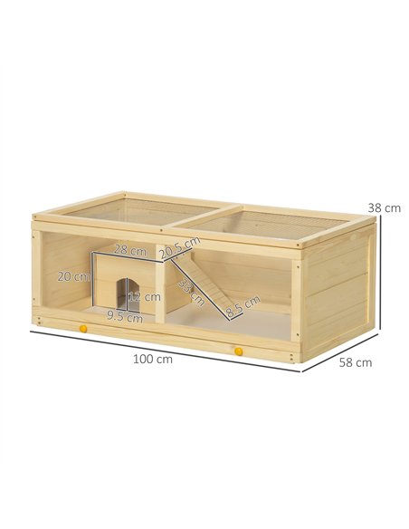 PawHut Wooden Hamster Cage with Sliding Tray, Openable Top, Hut for Syrian Hamster, Natural Wood Finish - pic 158732 | FastDaddyshop