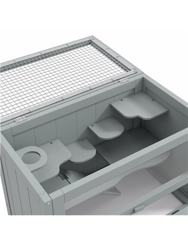 PawHut Wooden Hamster Cage Mouse Mice Rodent Small Animals Hutch Exercise Play House 60 x 35 x 42cm, Grey