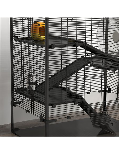 PawHut 4 Tiers Hamster Cage with Deep Tempered Glass Bottom, Hut, Running Wheel, Food Dish, Water Bottle, 78.5 x 48.5 x 80cm - pic 158774 | FastDaddyshop