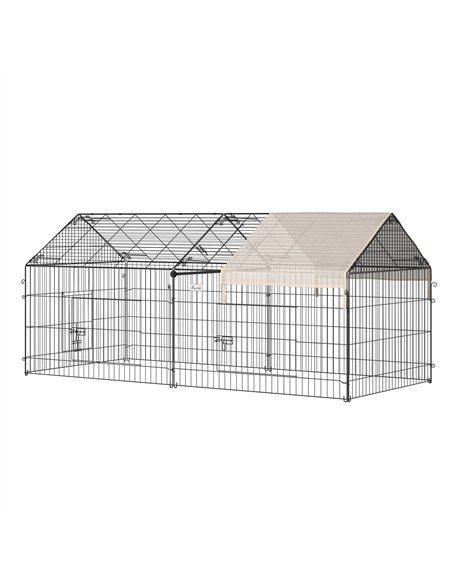 PawHut Metal Rabbit Run Playpen, Guinea Pig Cage, 220 x 103 x 103 cm, Beige - pic 158793 | FastDaddyshop