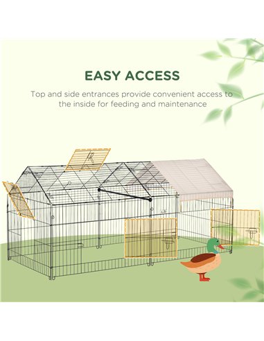 PawHut Metal Rabbit Run Playpen, Guinea Pig Cage, 220 x 103 x 103 cm, Beige