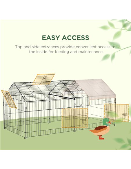 PawHut Metal Rabbit Run Playpen, Guinea Pig Cage, 220 x 103 x 103 cm, Beige - pic 158797 | FastDaddyshop